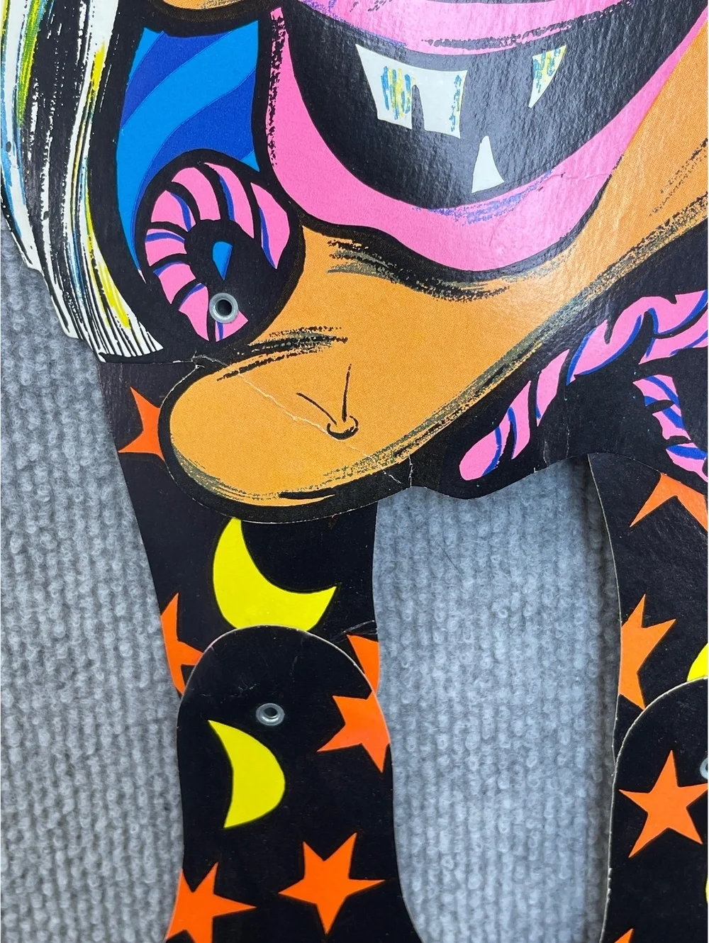 ⁠Vintage Beistle Halloween Jointed Witch Cardboard Die Cut Movable Arm Legs Wall